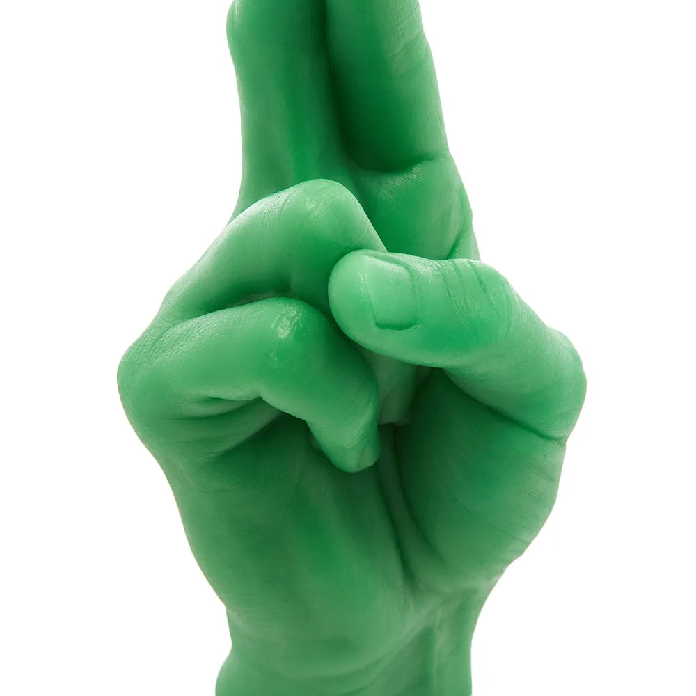 Little Global Crossed Fingers Candle Hand