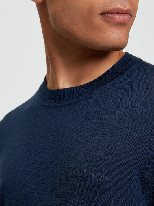 Ben Sherman Merino Crew Neck Navy