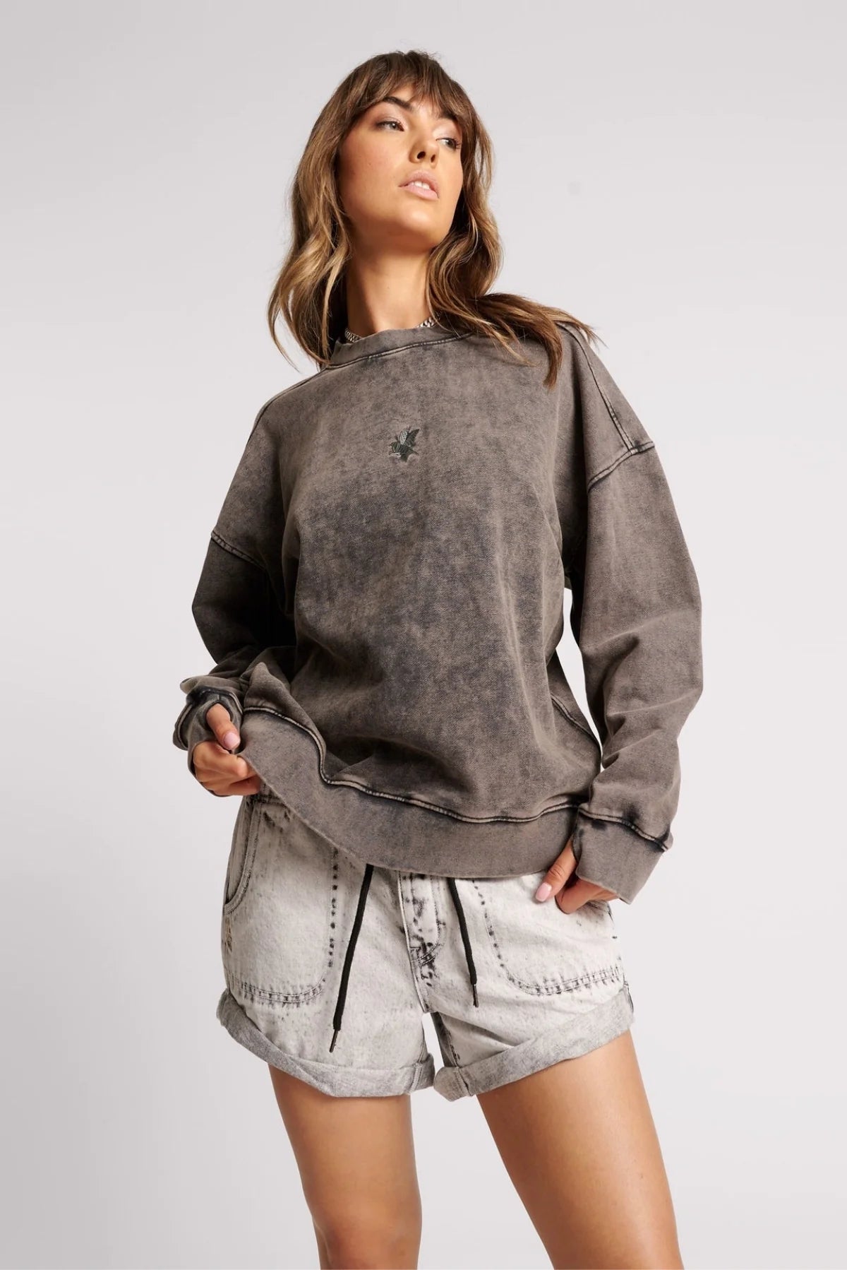One Teaspoon Charcoal Bower Bird Retro Sweater