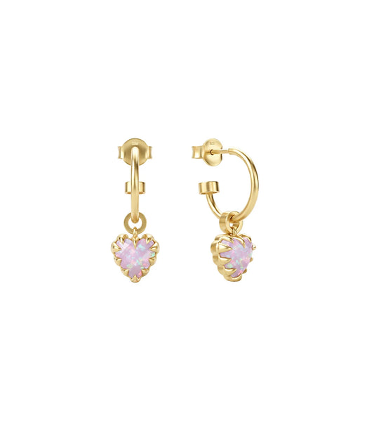 Stolen Girlfriend Love Claw Anchor Earrings Gold Plated Pink Bello Opal