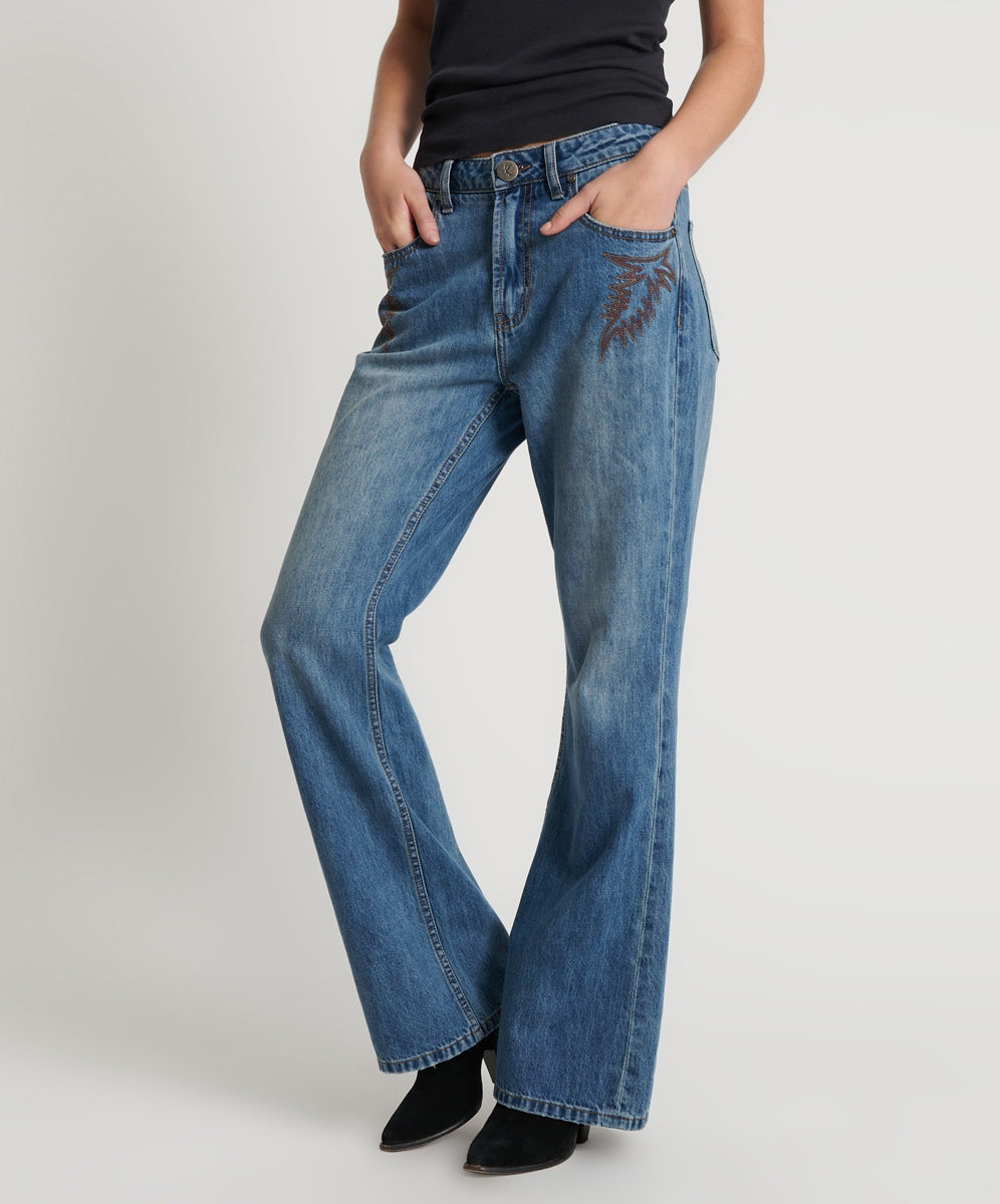 One Teaspoon Westland Motif Charlie Slim Bootcut Blue Jean