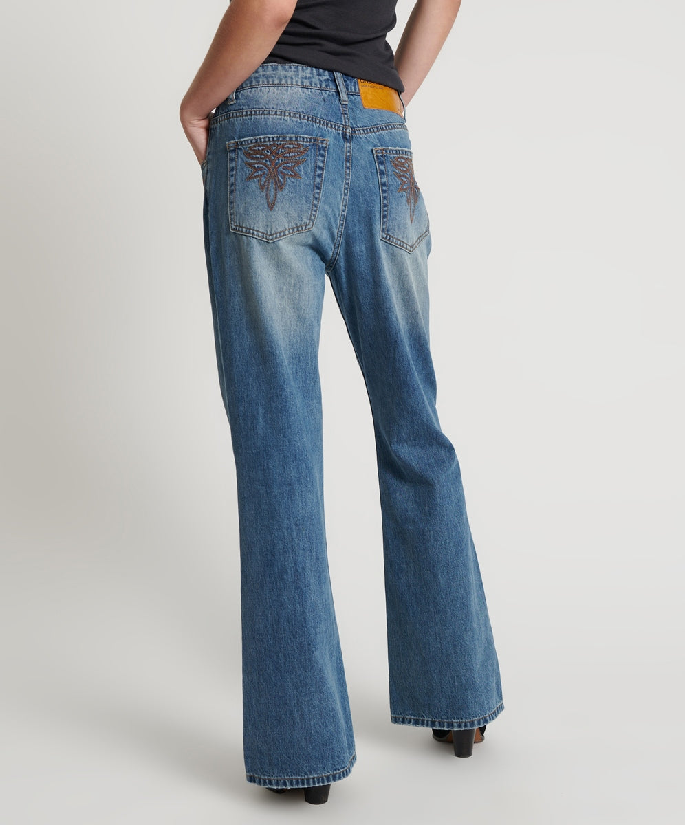 One Teaspoon Westland Motif Charlie Slim Bootcut Blue Jean