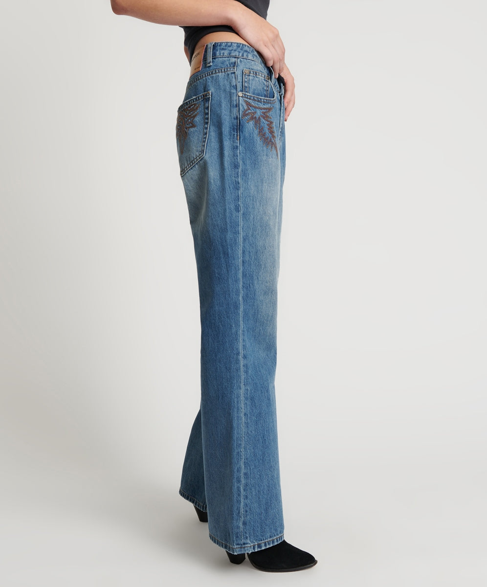 One Teaspoon Westland Motif Charlie Slim Bootcut Blue Jean