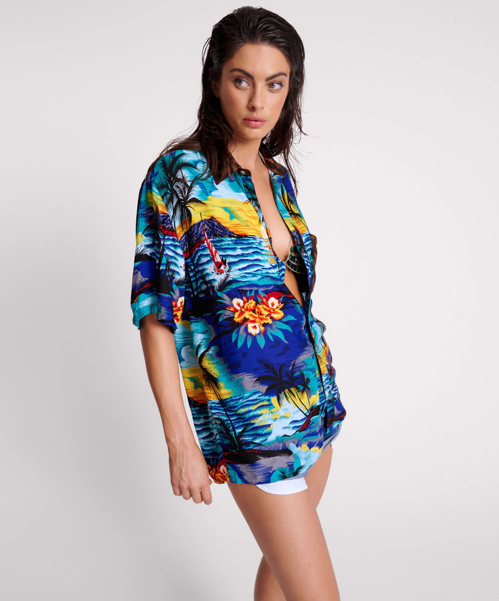 One Teaspoon Utopia Leopard Print Hawaiian Shirt