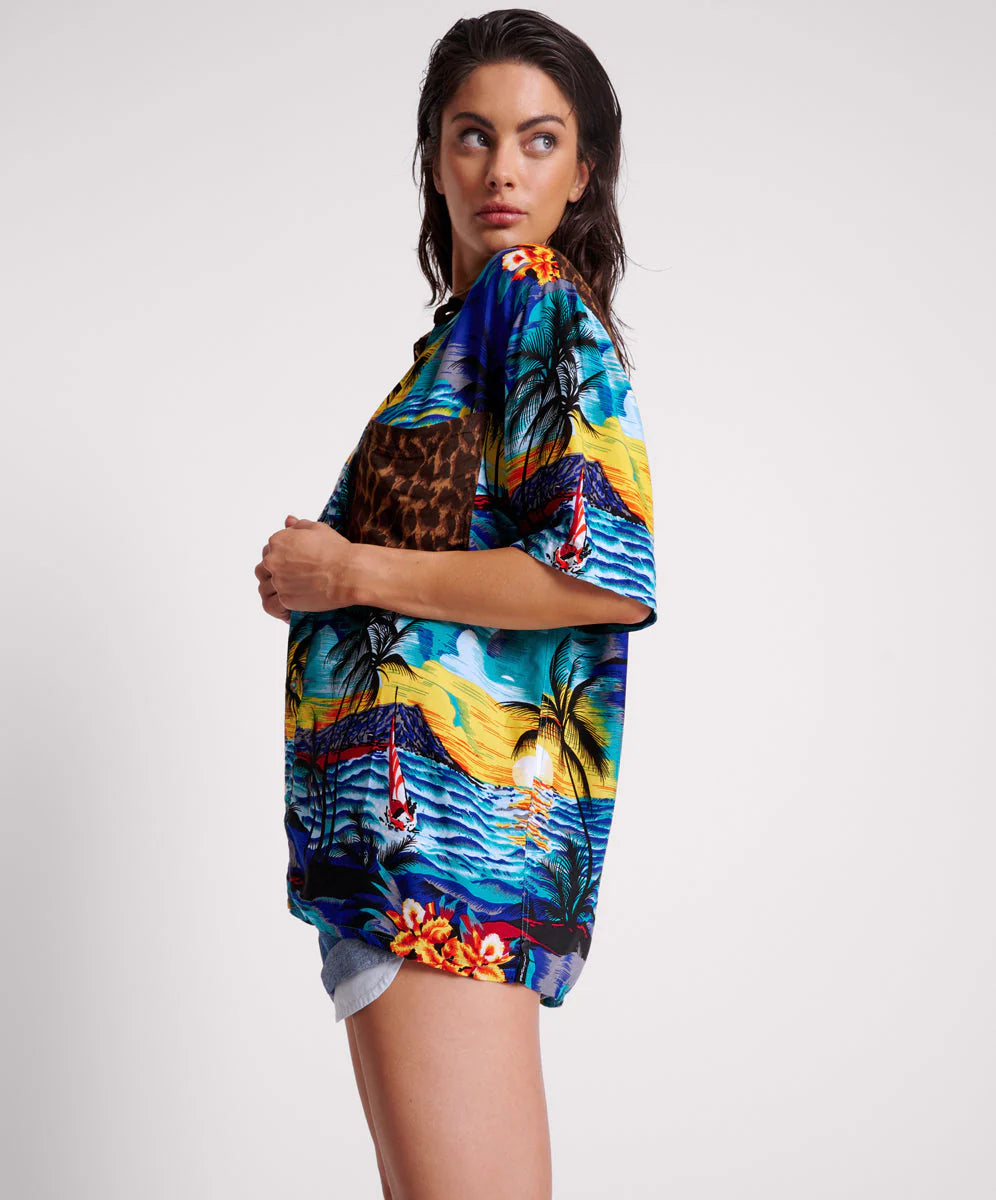 One Teaspoon Utopia Leopard Print Hawaiian Shirt