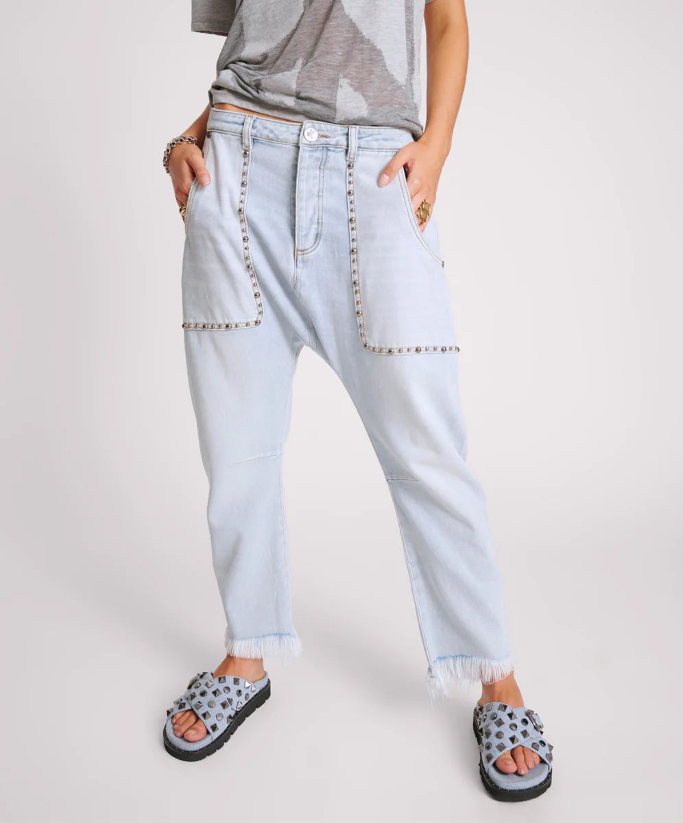 One Teaspoon Hustler Studded Sinners Drop Crotch Jeans