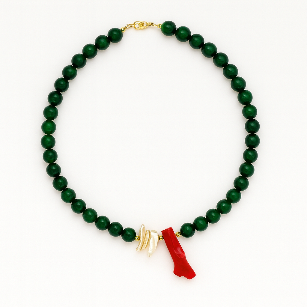 Me The Label Moss & Coral Necklace