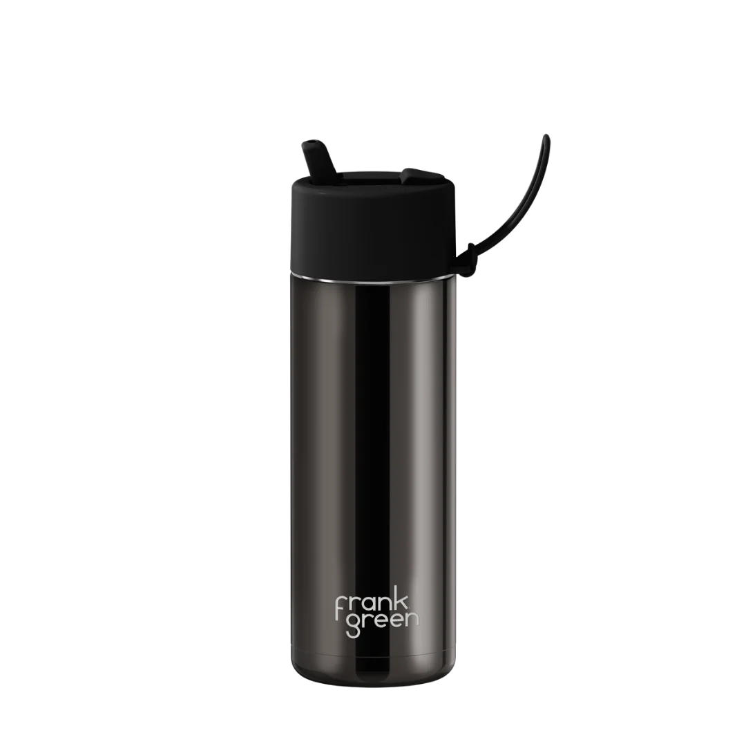 Frank Green 20oz SSC Reusable Bottle Shadow Chrome with Flip Straw Lid