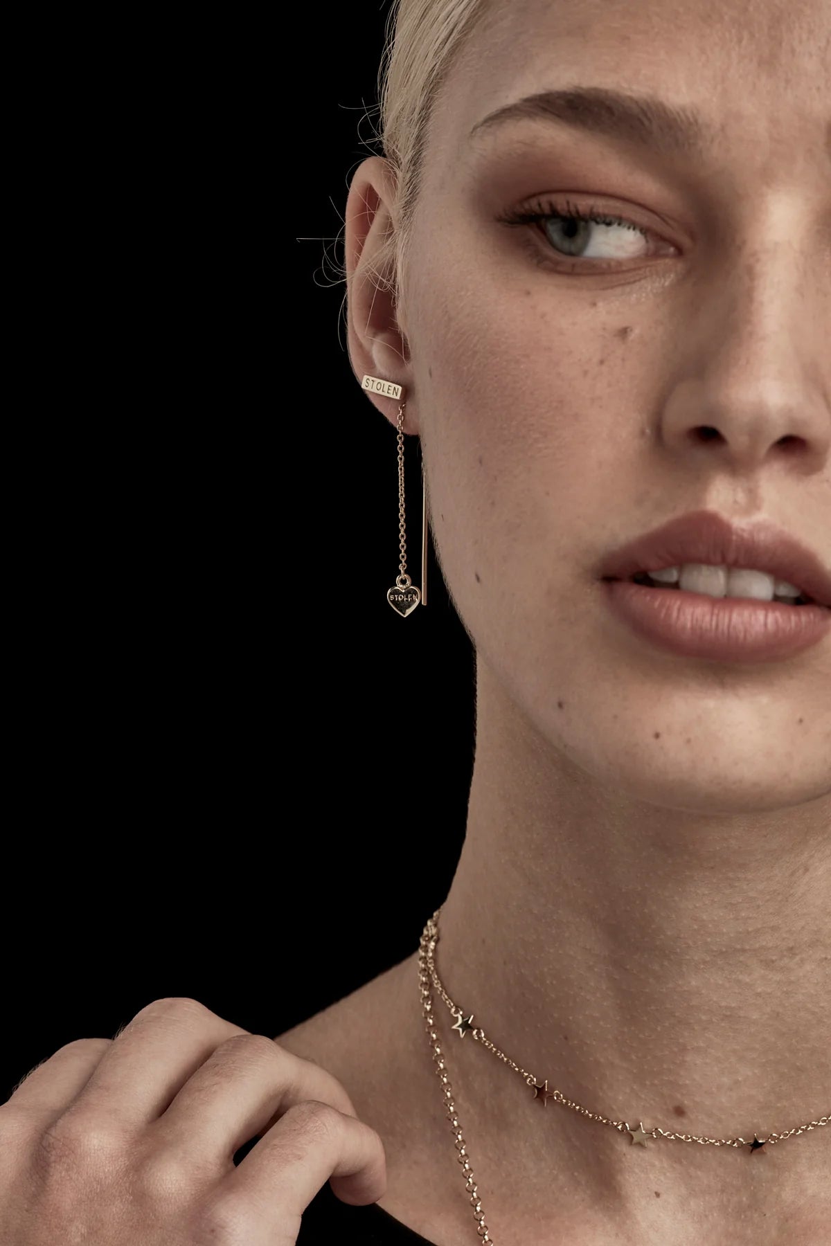 Stolen Girlfriends Club Tiny Stolen Bar Earrings 18k Gold Plated