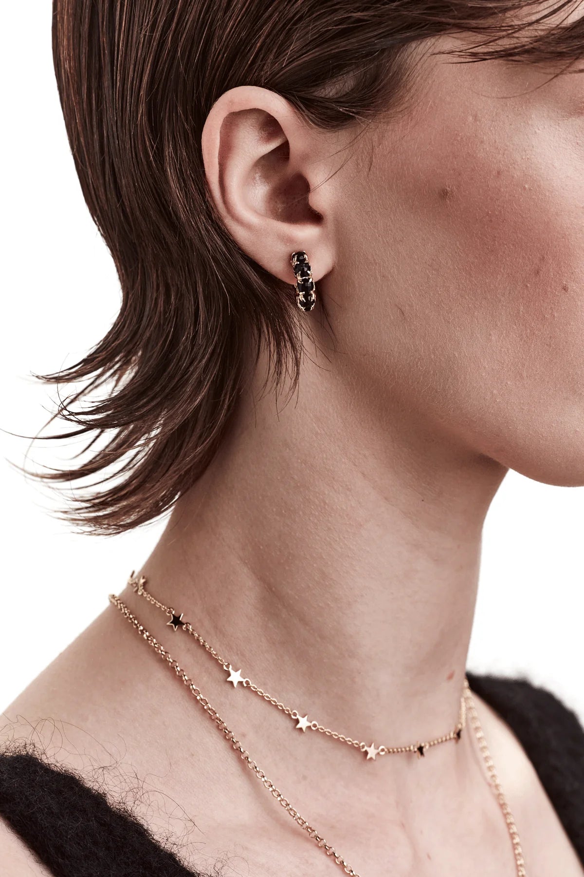 Stolen Girlfriends Club Halo Cluster Earrings - Gold Plated - Onyx