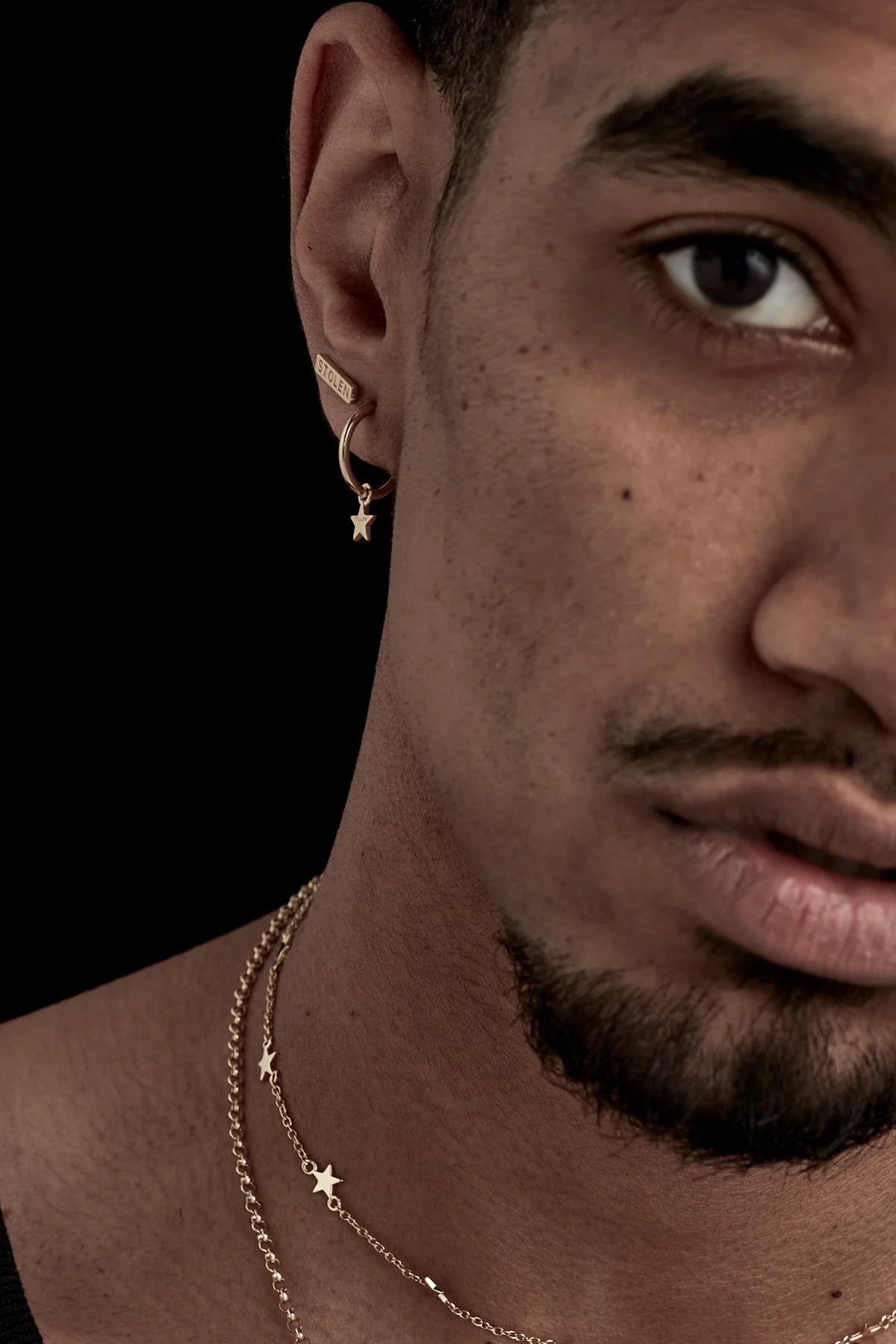 Stolen Girlfriends Club Tiny Stolen Bar Earrings 18k Gold Plated