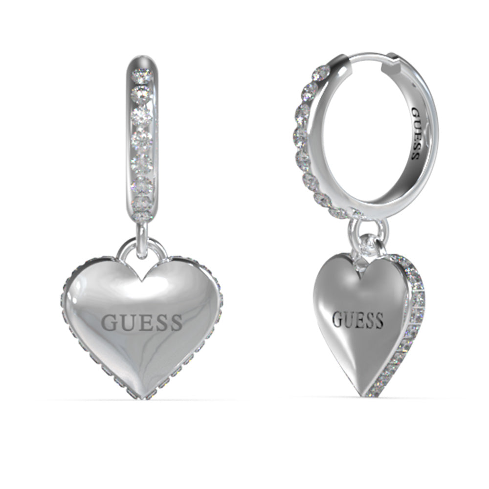 Guess Heart Charm Huggies Earrings 31mm