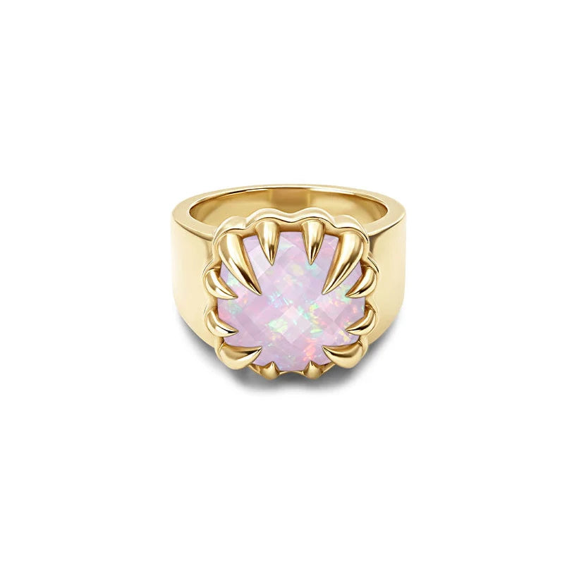 Stolen Girlfriends Club Claw Ring 18k Gold Plated Pink Bello Opal