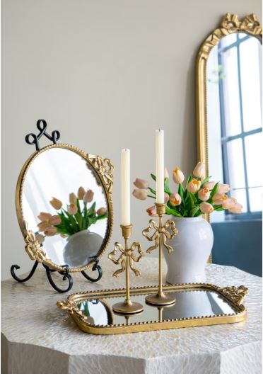 Rembrandt Gold Bow Candle Holders (Pair)