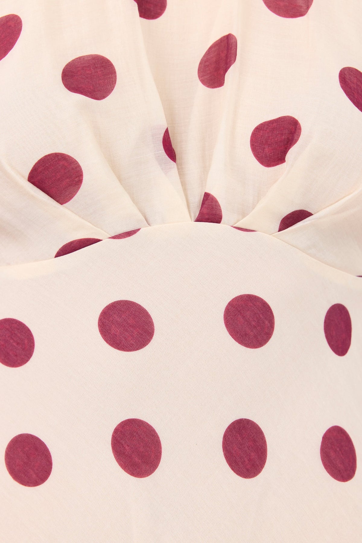 Stories Be Told Centrestage Cream Wine Polka Dot Twist Front SS Maxi Dress