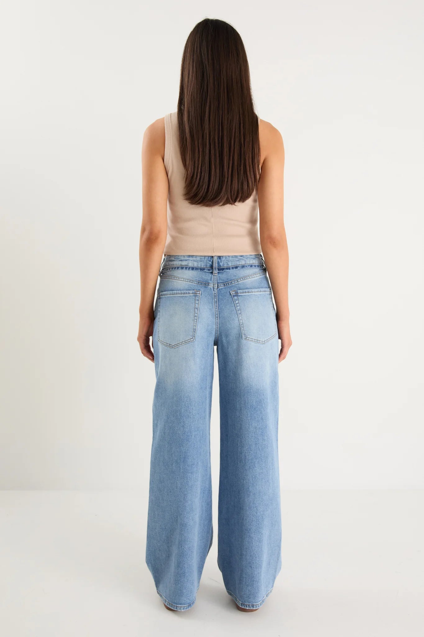 Stories Be Told College Light Blue Wide Leg Tie Belt Jean