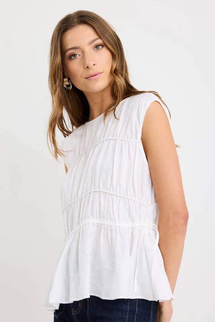 Stories Be Told Context Ivory Linen Relaxed Sleeveless Top