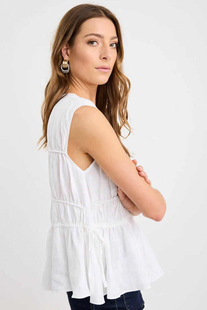 Stories Be Told Context Ivory Linen Relaxed Sleeveless Top