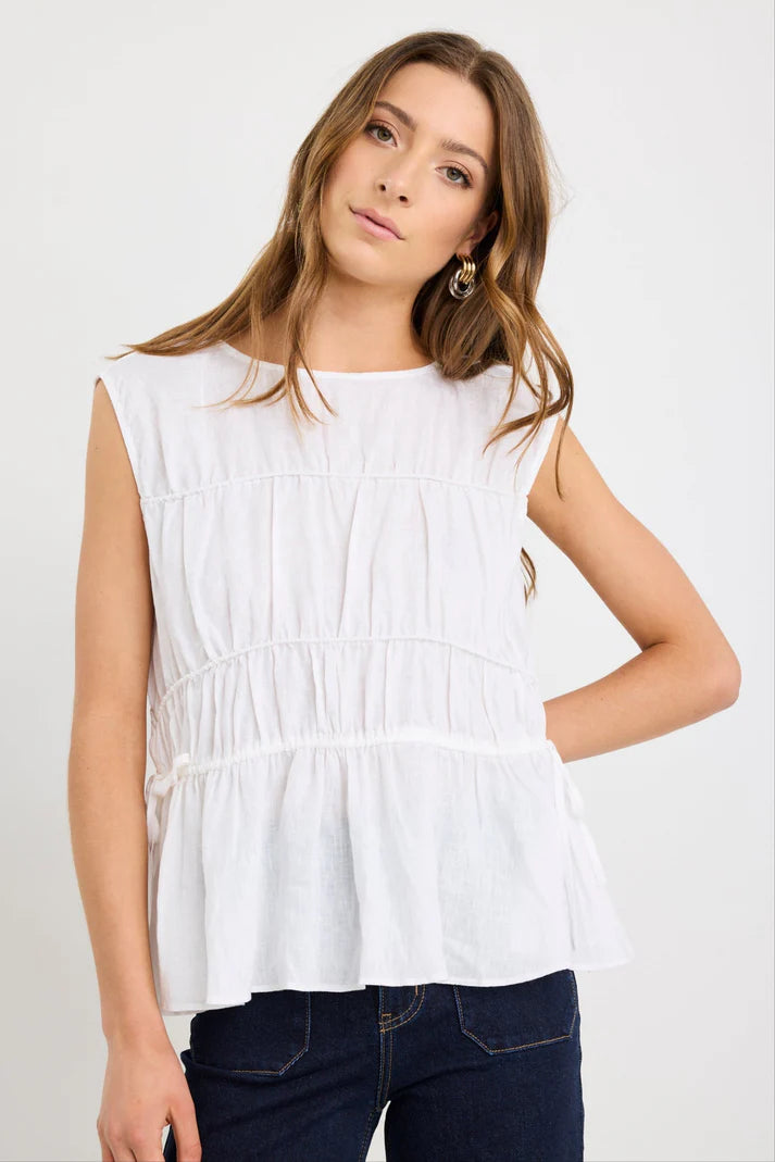 Stories Be Told Context Ivory Linen Relaxed Sleeveless Top