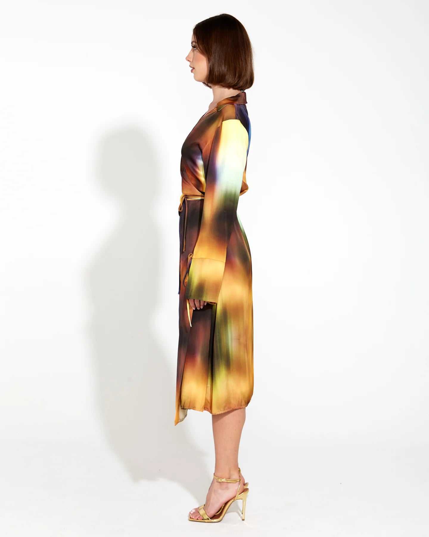 Fate+Becker Orbit Satin Wrap Midi Dress