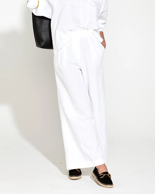 Fate+Becker Heritage Linen Wide Leg Pant - White