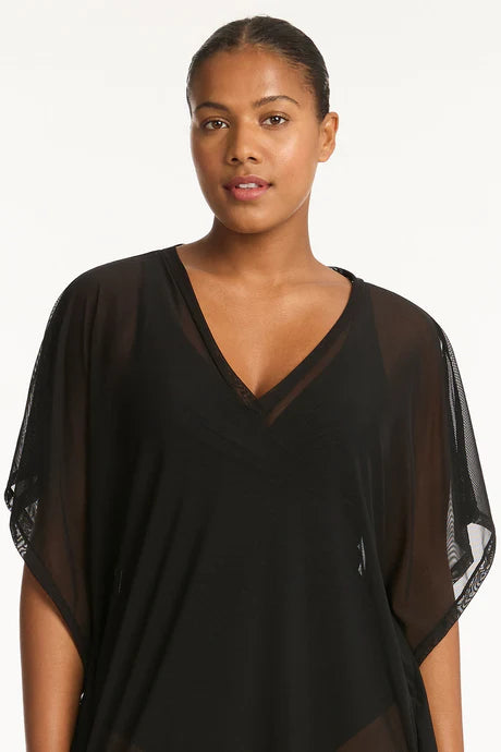 Sea Level/Bond Eye Kaftan Mesh in Black