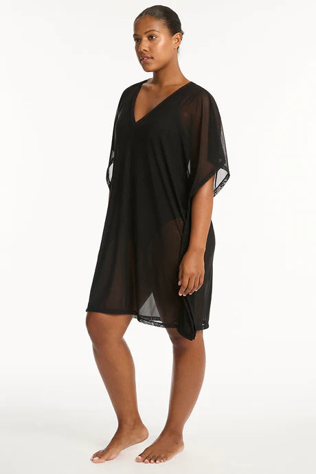 Sea Level/Bond Eye Kaftan Mesh in Black