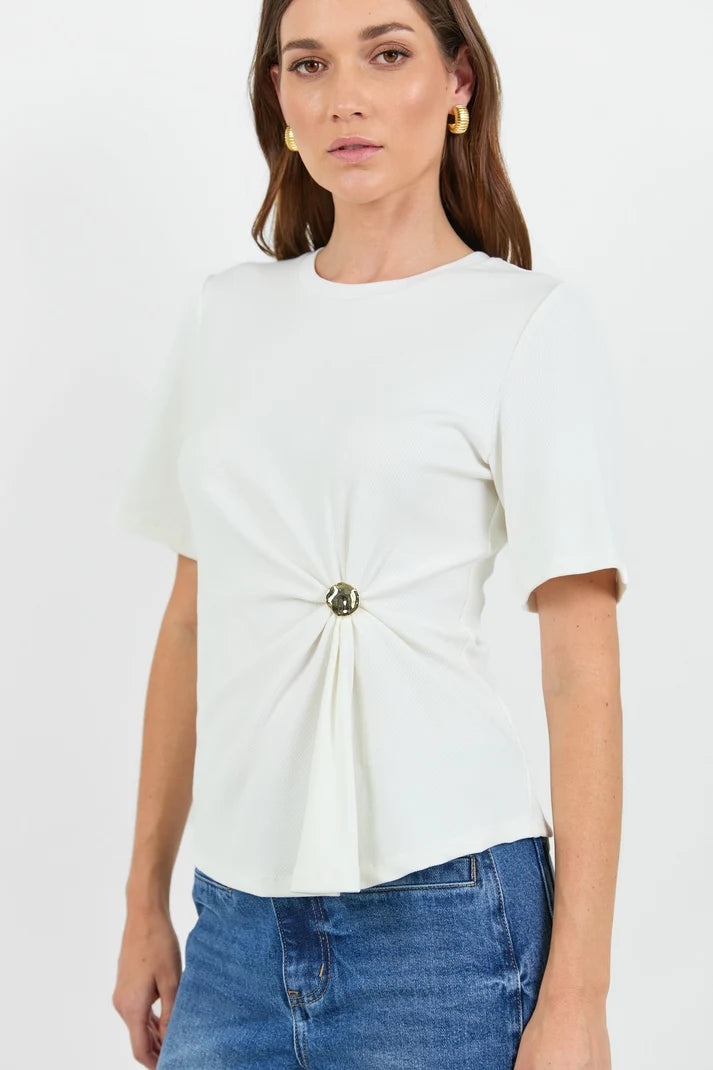 Stories Be Told Helm White Buckle Short Sleeve Tee