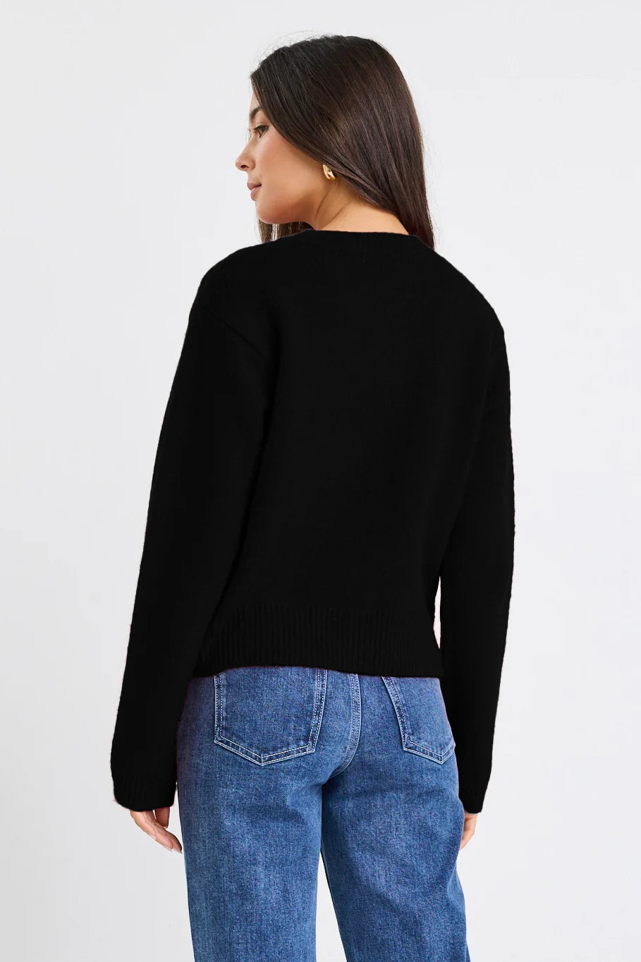 Stories Be Told Imprint Black Soft Knit Crewneck Cardigan