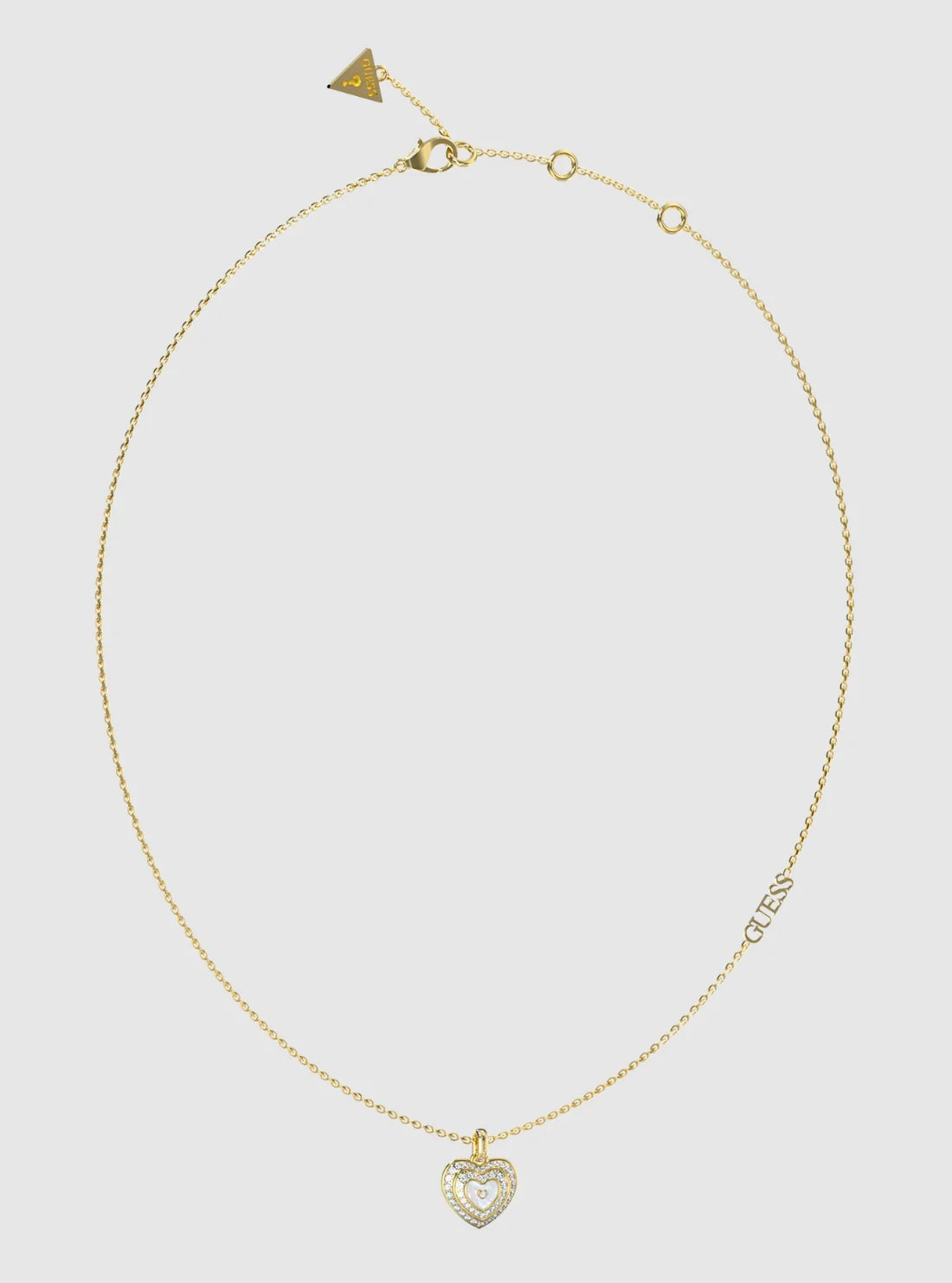 Guess Mother Of Pearl Crystal Heart Necklace