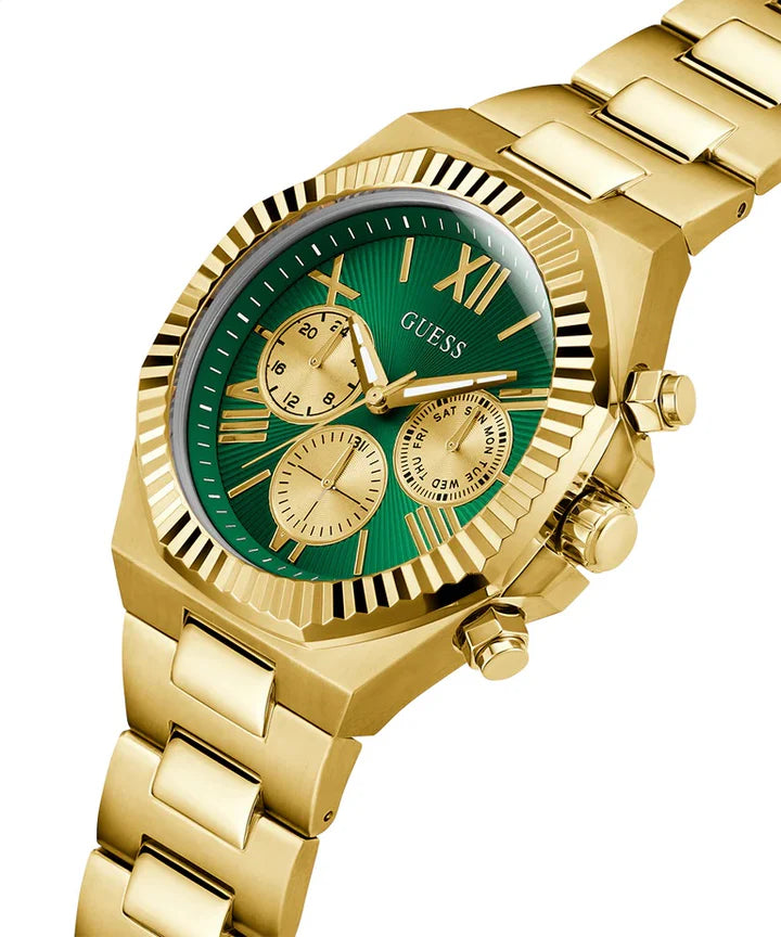 Guess Men's Equity Green Gold Watch