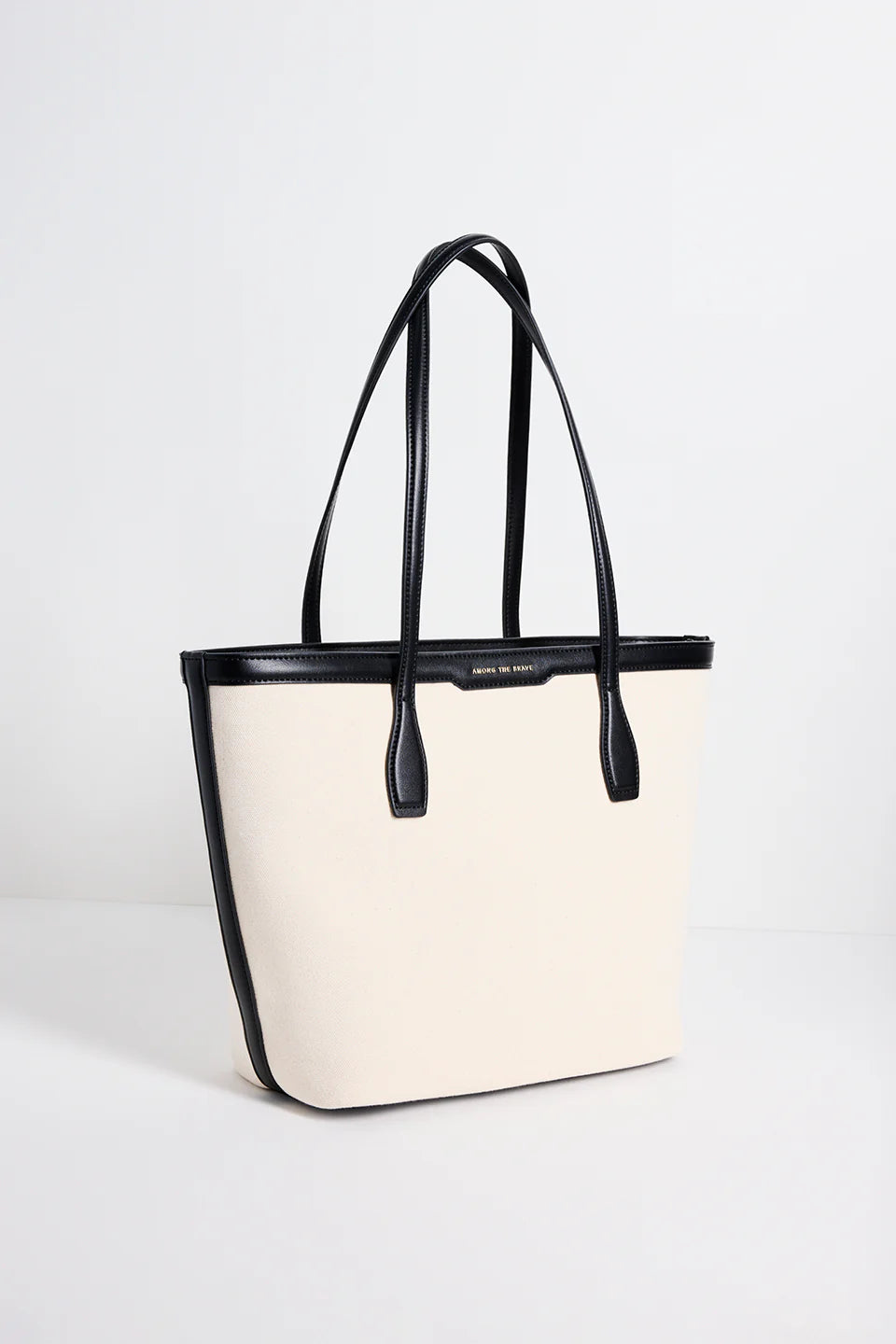 Among The Brave Natural Canvas Black Trim Tote Bag