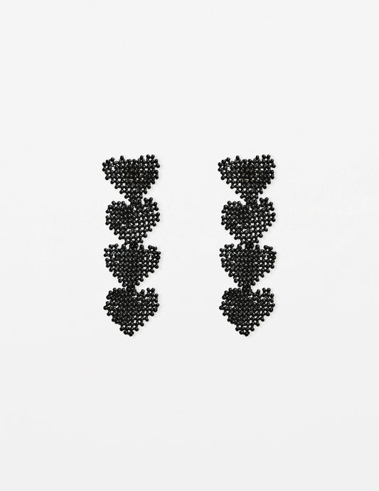 Stella+Gemma Black Bead Heart Earrings
