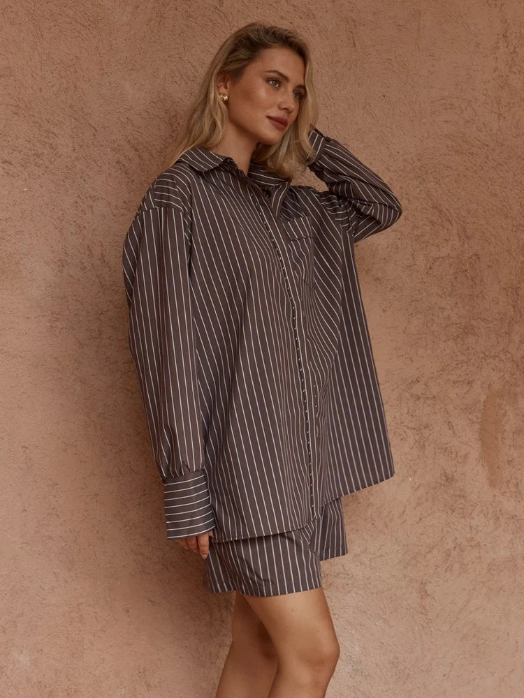 Sass Marty Piped Stripe Shirt