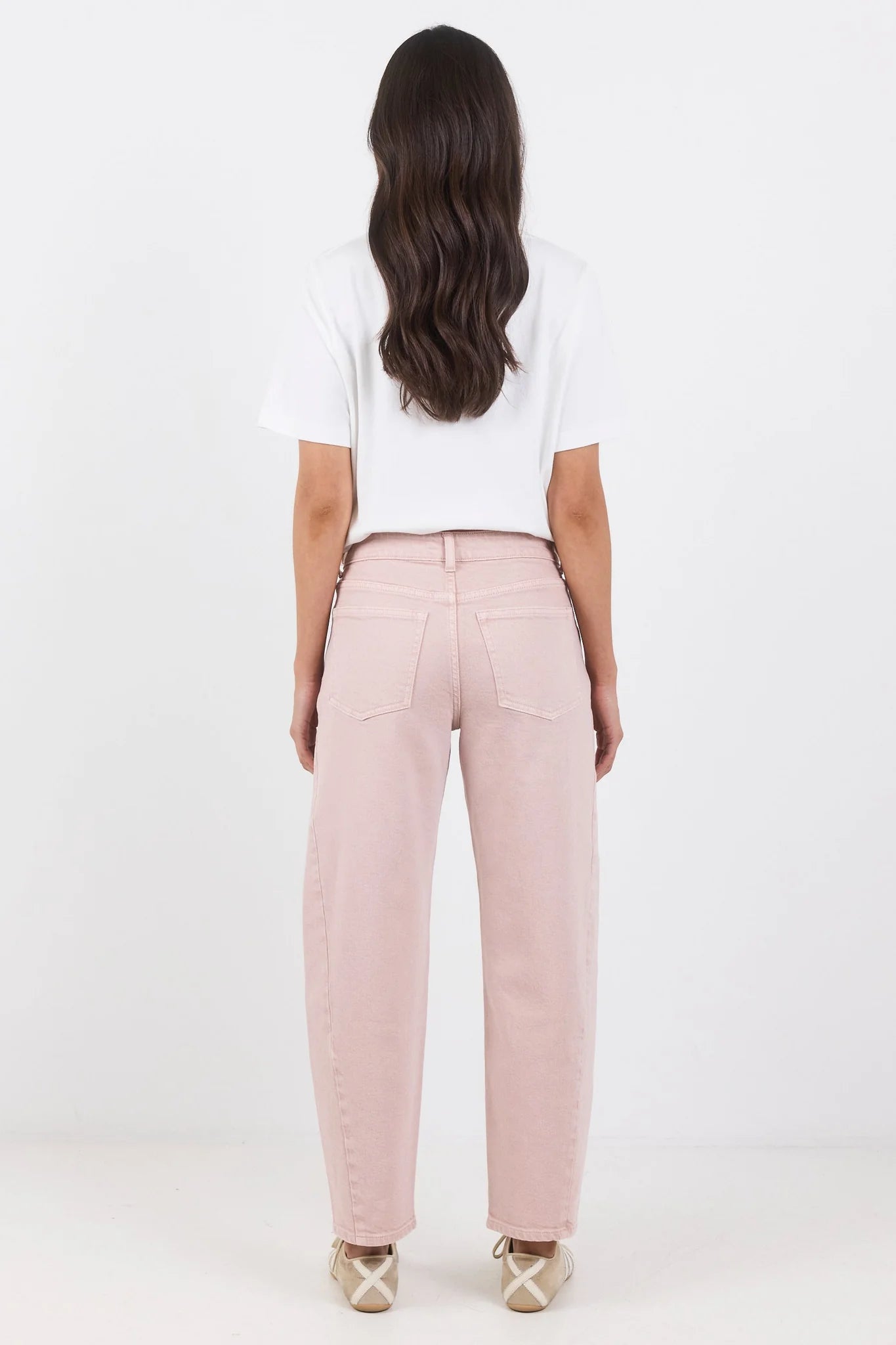 Stories Be Told Idolise Pale Pink Stretch Soft Barrel Jean