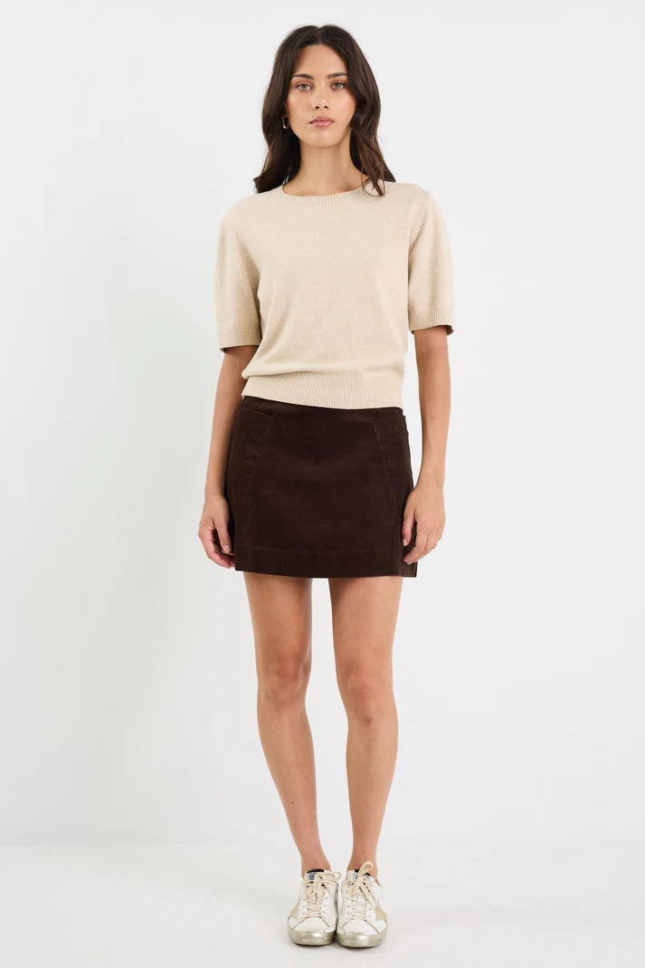 Among The Brave Valid Chocolate Cord Mini Skirt