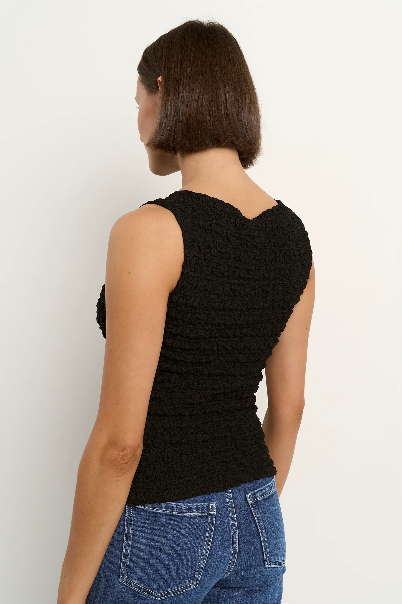 Among The Brave Untamed Black Lace Sleeveless Boatneck Top
