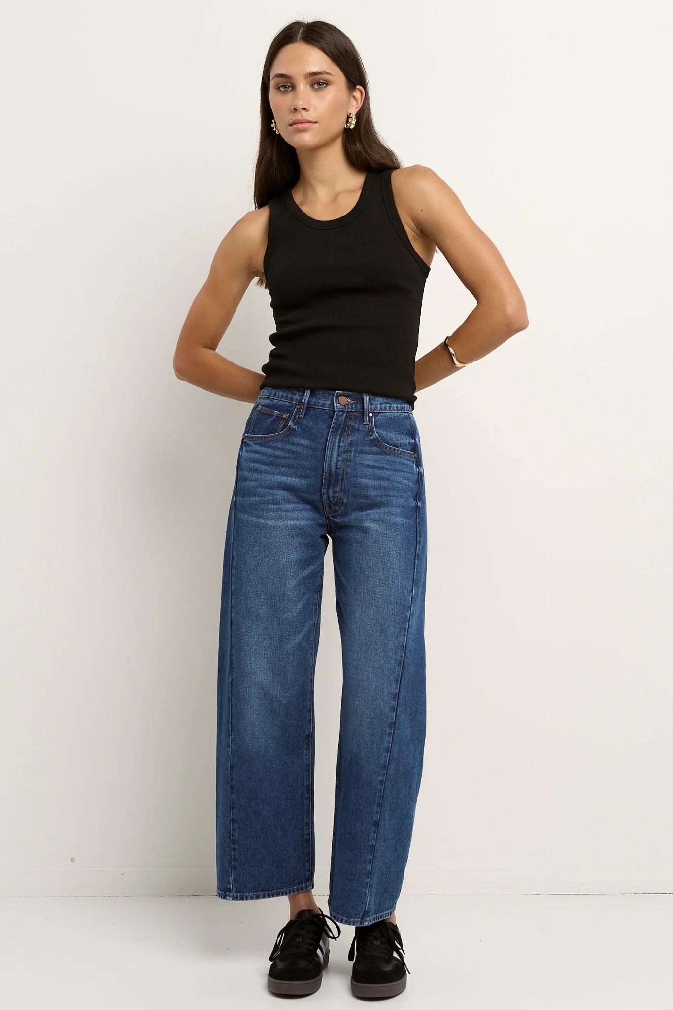 Among The Brave Varsity Deep Blue Forward Seam Barrel Jean