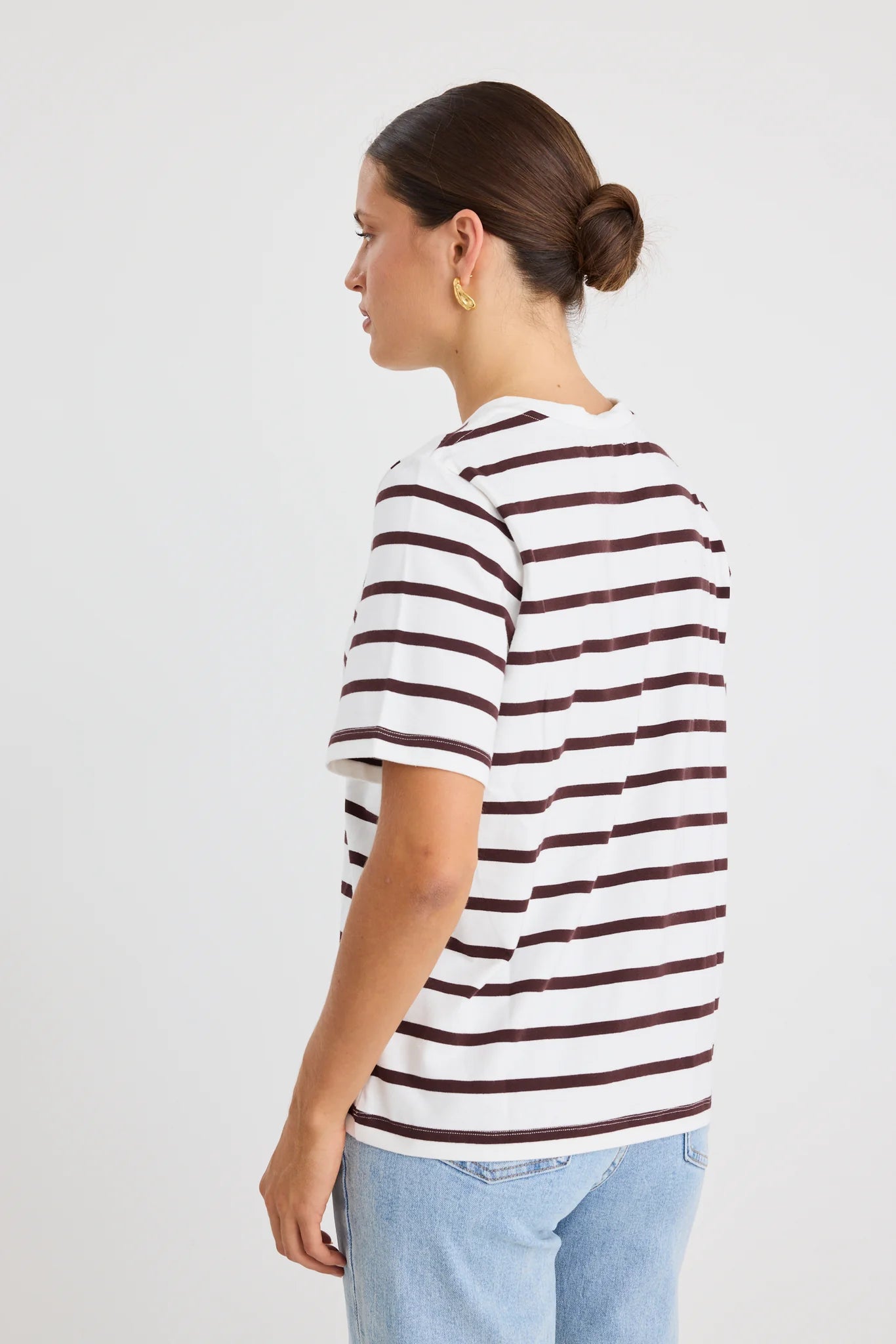 RE.UNION label Binding Chocolate Stripe Boxy Fit tee