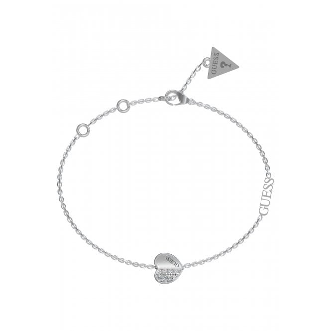 Guess Plain and Pave Heart Charm Bracelet