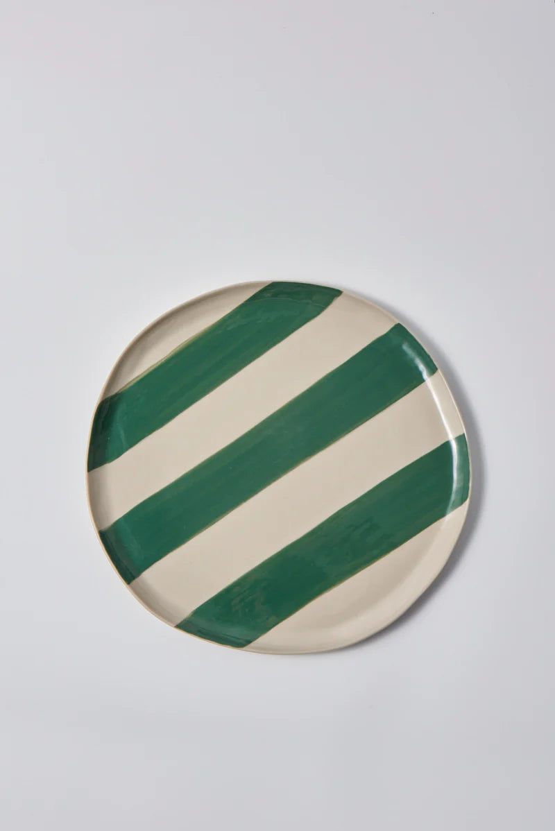 Jones & Co Cabana Platter Pate Green Stripe
