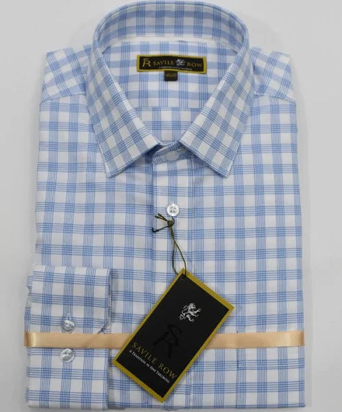 Savile Row Blue Plaid Long Sleeve Shirt