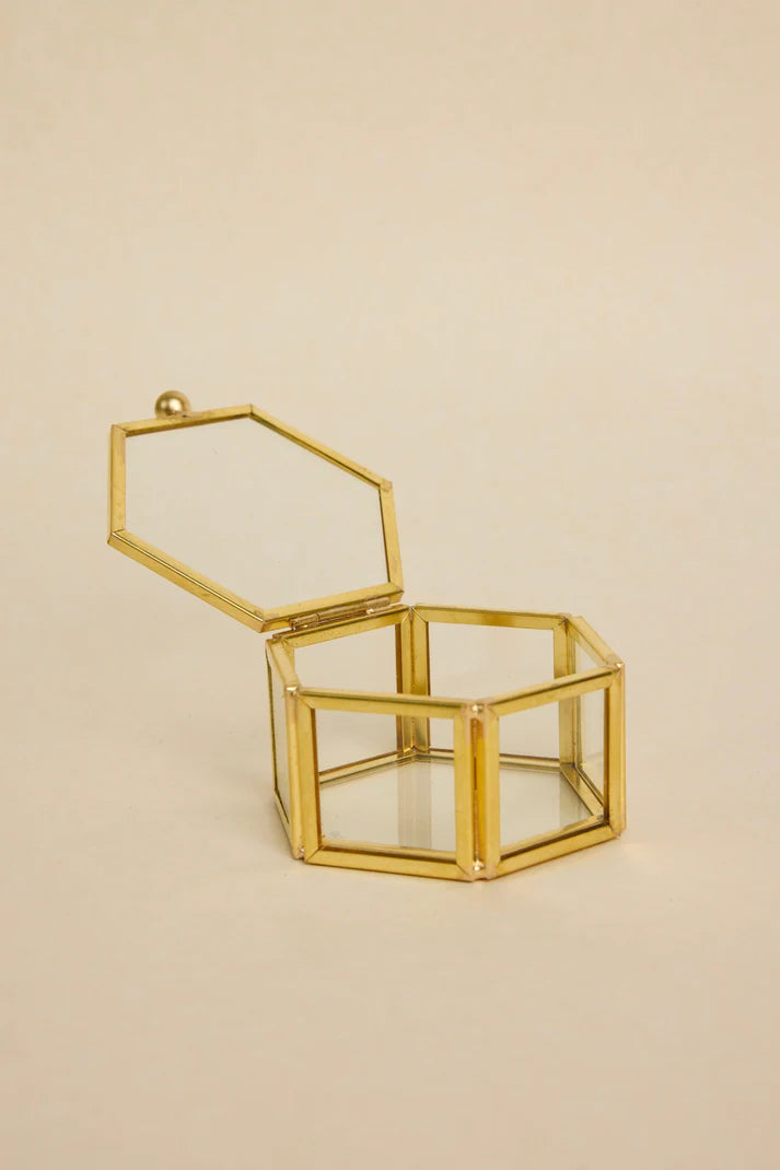 Flo & Frankie Glass Hexagon Jewellery Box