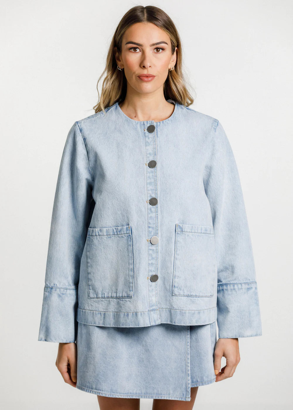 Thing Thing Embark Denim Shacket - Stone Wash