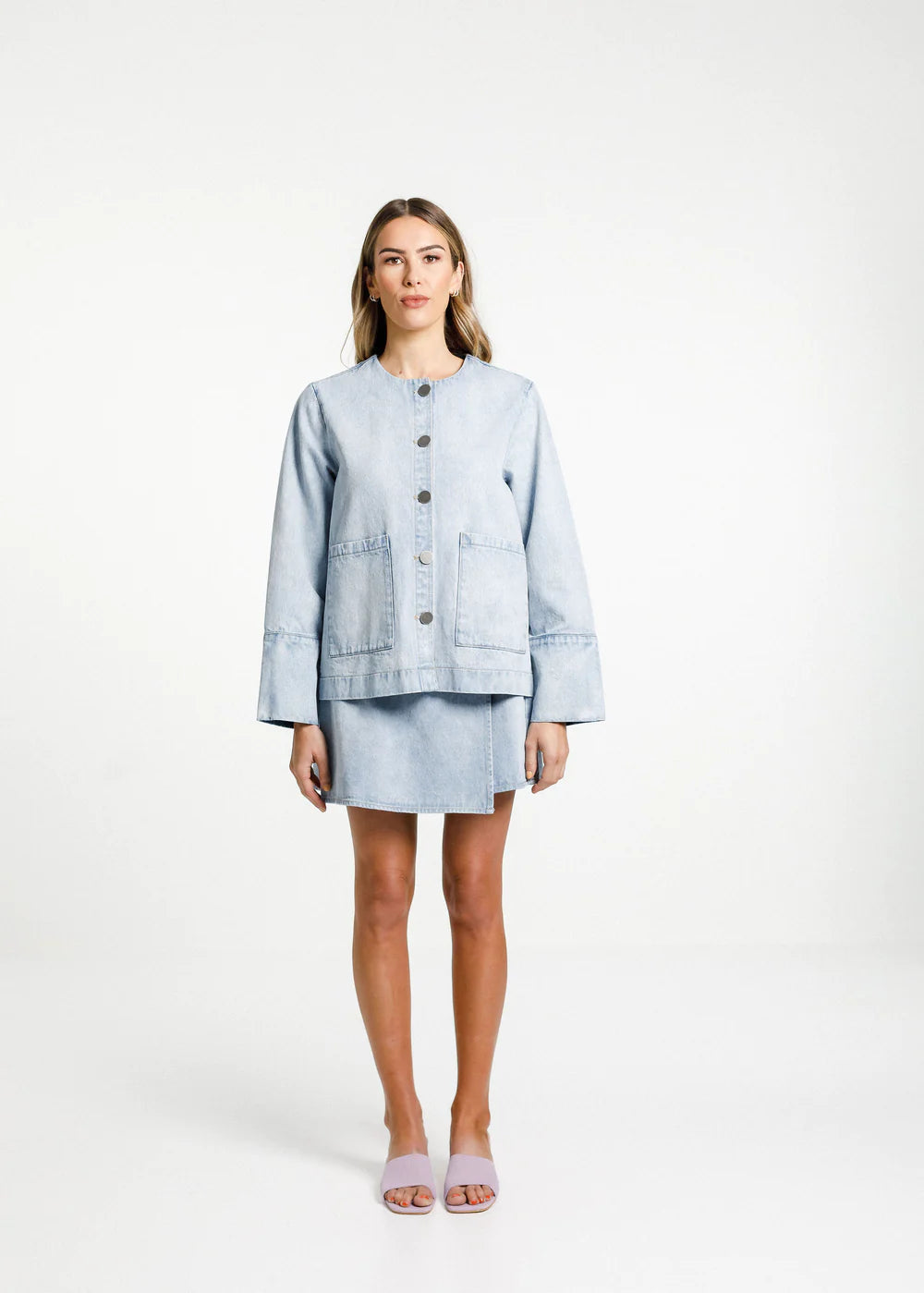 Thing Thing Embark Denim Shacket - Stone Wash