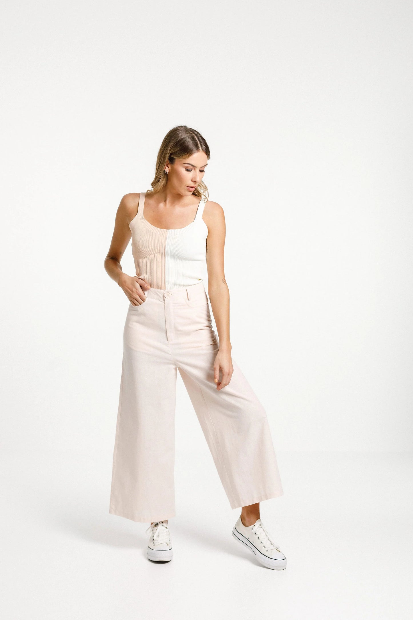 Thing Thing Block Neva Tank - Peachy/Cream