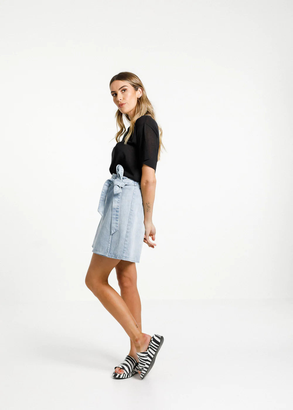 Thing Thing Lib Denim Skirt - Stone Wash