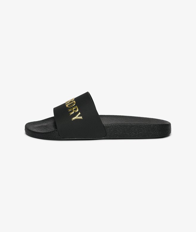 Superdry Premium Metallic Pool Slid Black/Gold