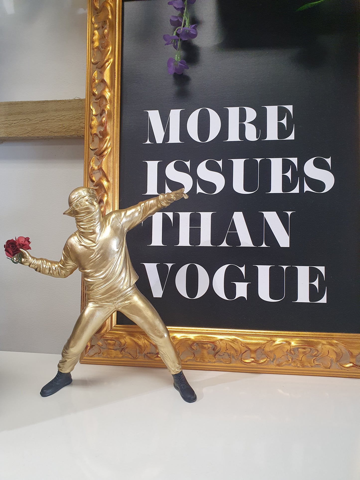 Sisters Matter - Banksy Flower Thrower Statue