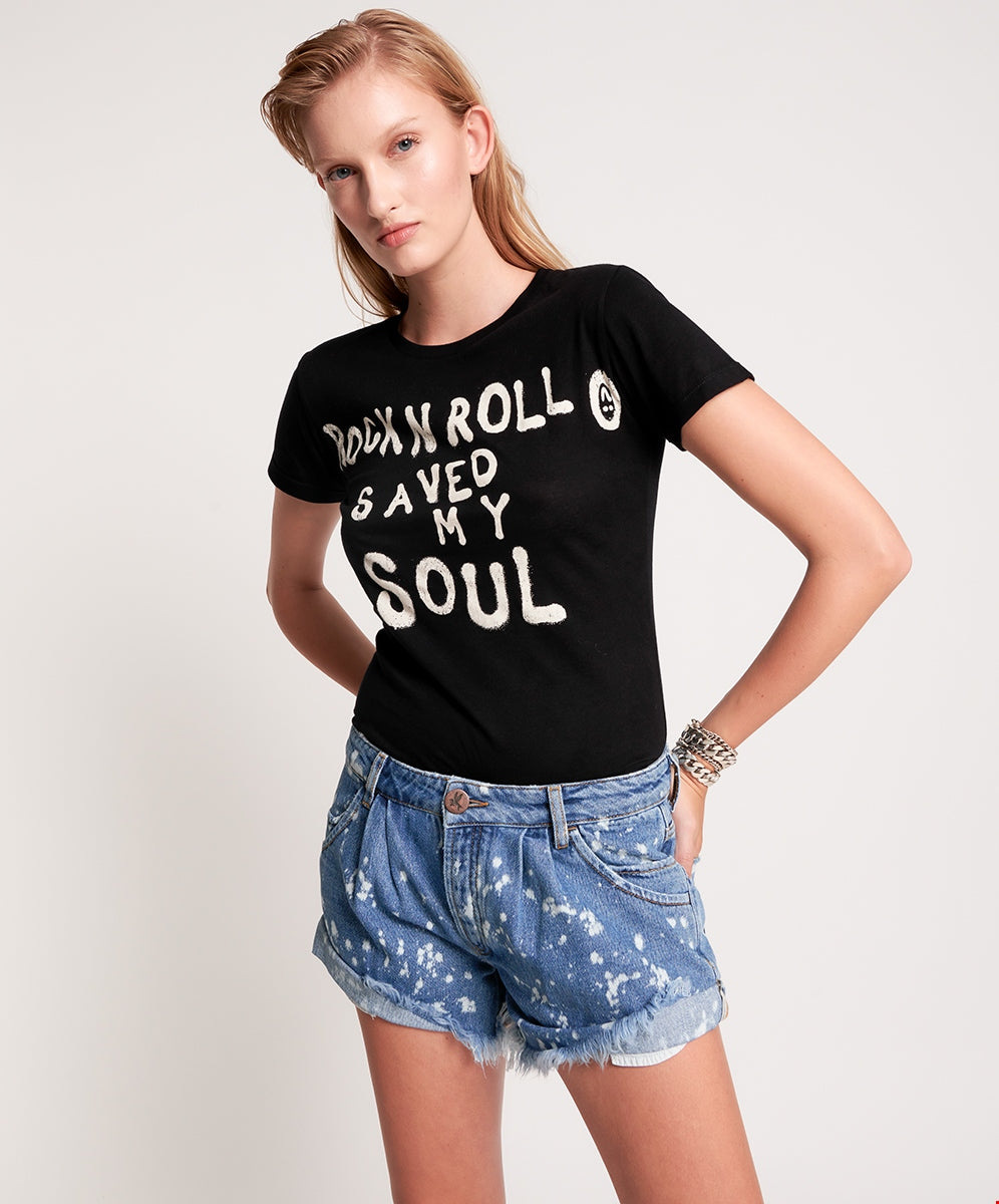 One Teaspoon - ROCK N ROLL SAVED MY SOUL FITTED TEE